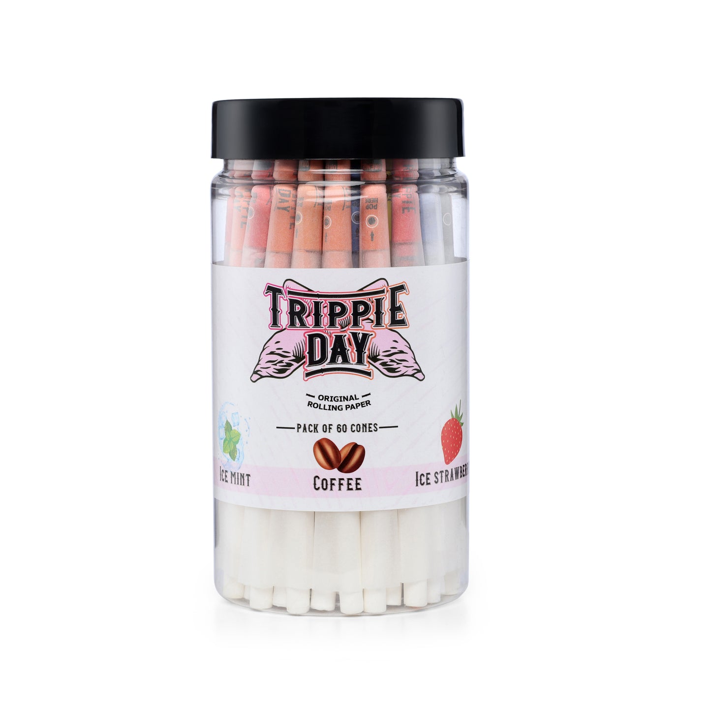 Flavoured Pre rolled cones | Pack of 60 | 5 different flavors | 12 cones of each flavor | 84mm | Filter Tip with Bursting Flavor Bead