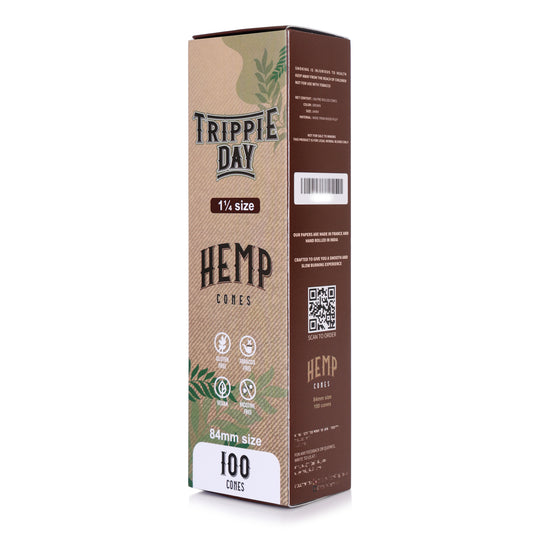 100 Pack 1 1/4 Size Hemp Cones - Pre rolled Cones with Filter Tips and Packing Tubes Included