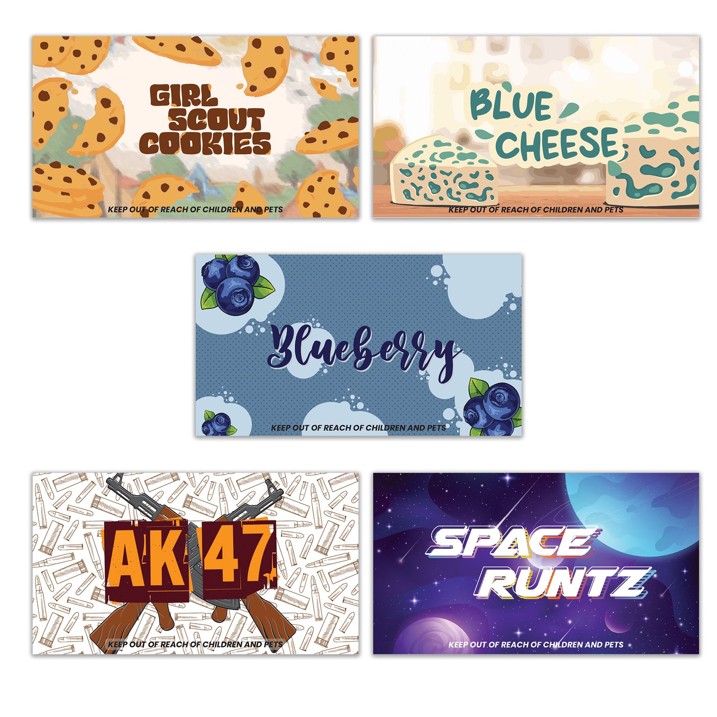 300 pcs Adhesive Label Strain Stickers for 116mm Pre roll Tubes (SS-1)